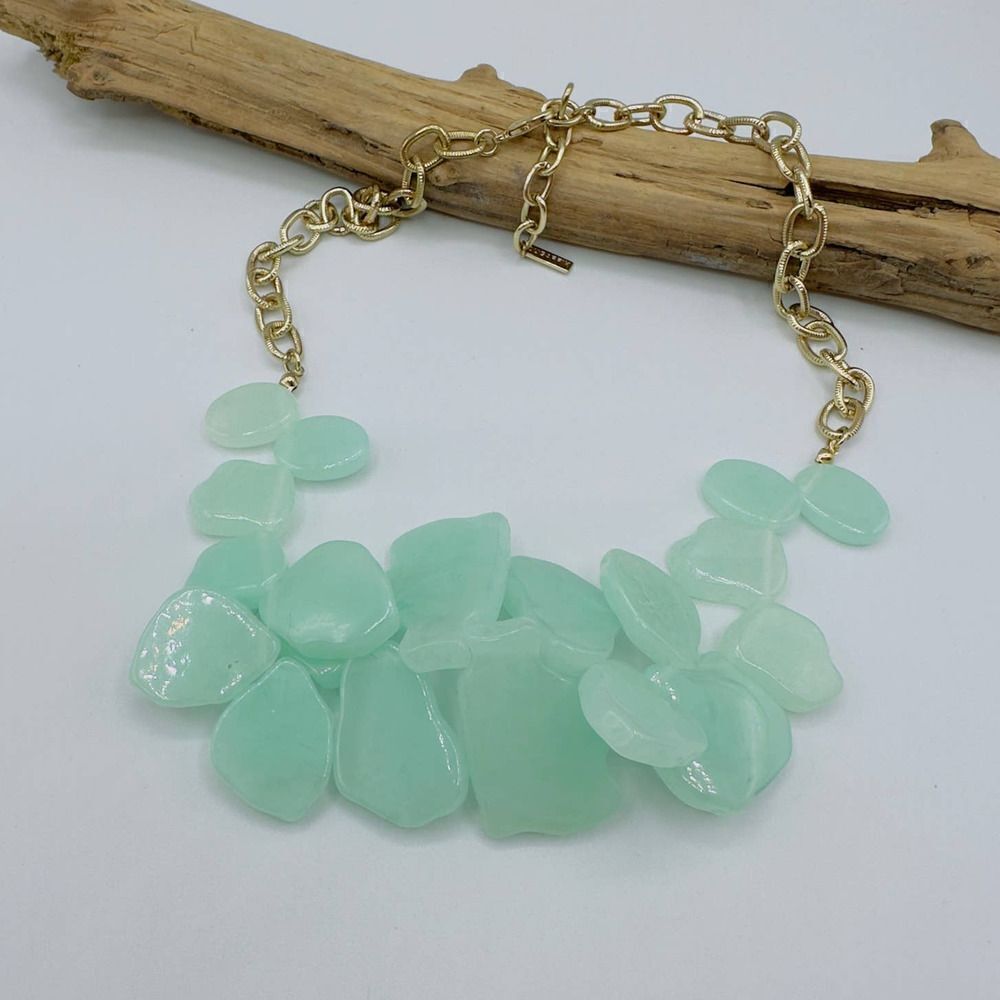 Sugarfix Baublebar Aqua Blue Lucite Summer Statement Bib Necklace